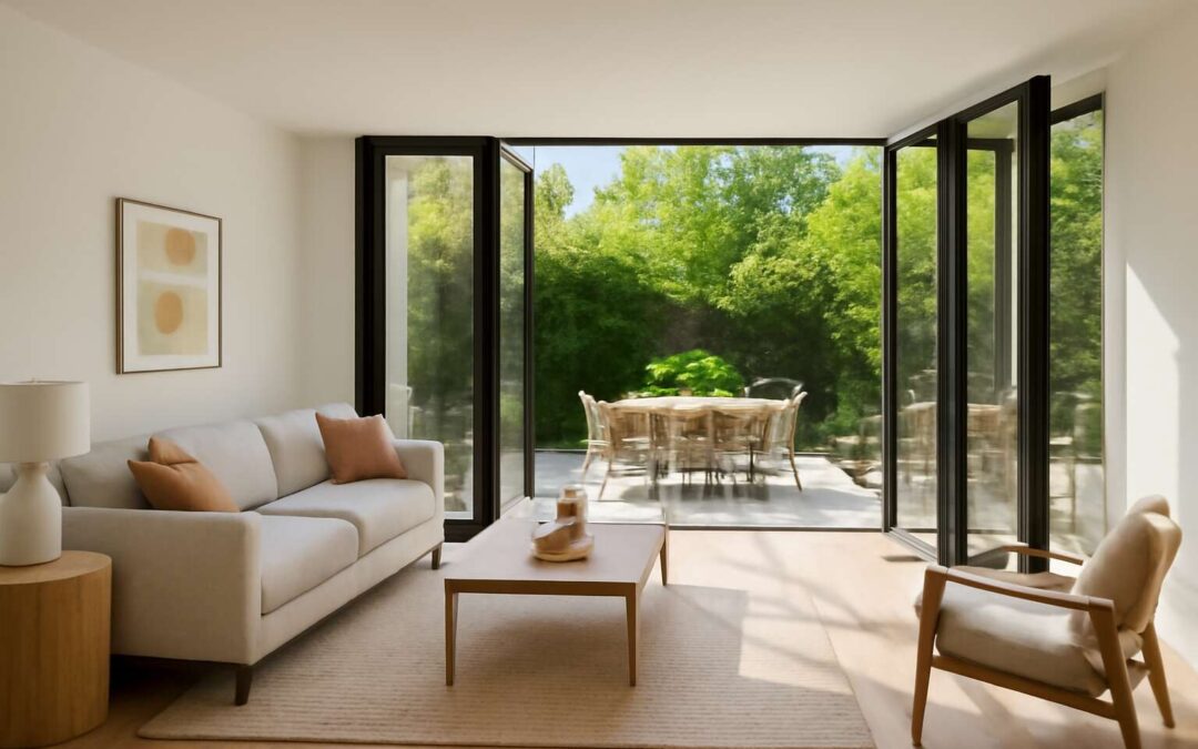 folding doors with glass panels