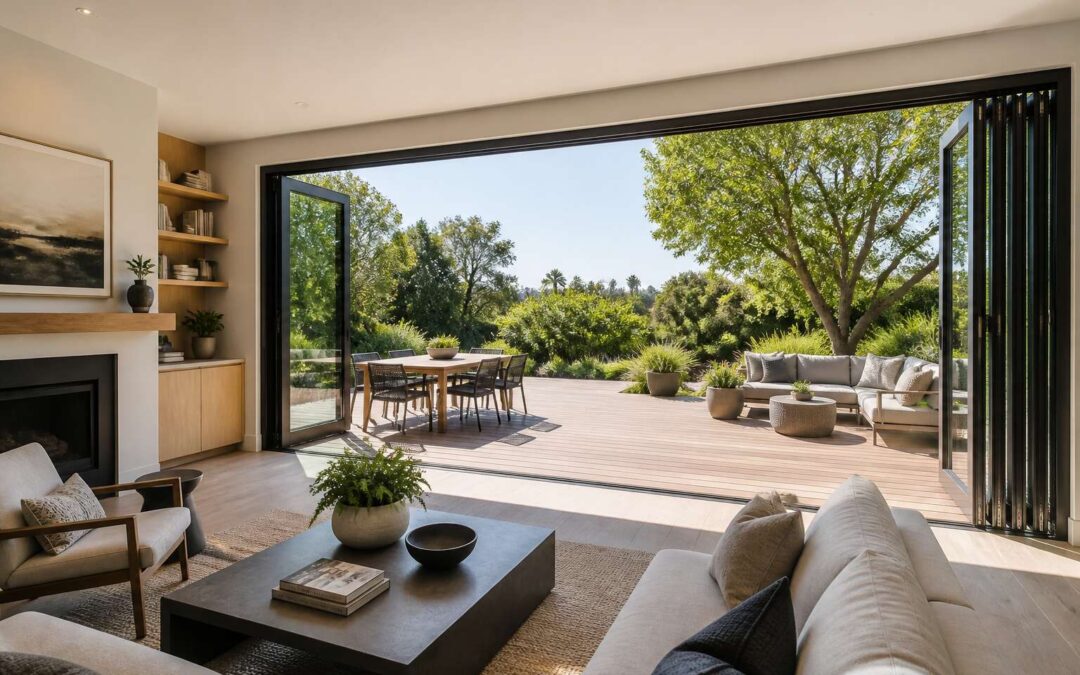 folding doors with glass